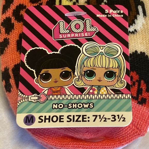 ❤️3/$12❤️ LOL Surprise 5 pair no show socks. Shoe size 7.5-3.5​ - Picture 5 of 5